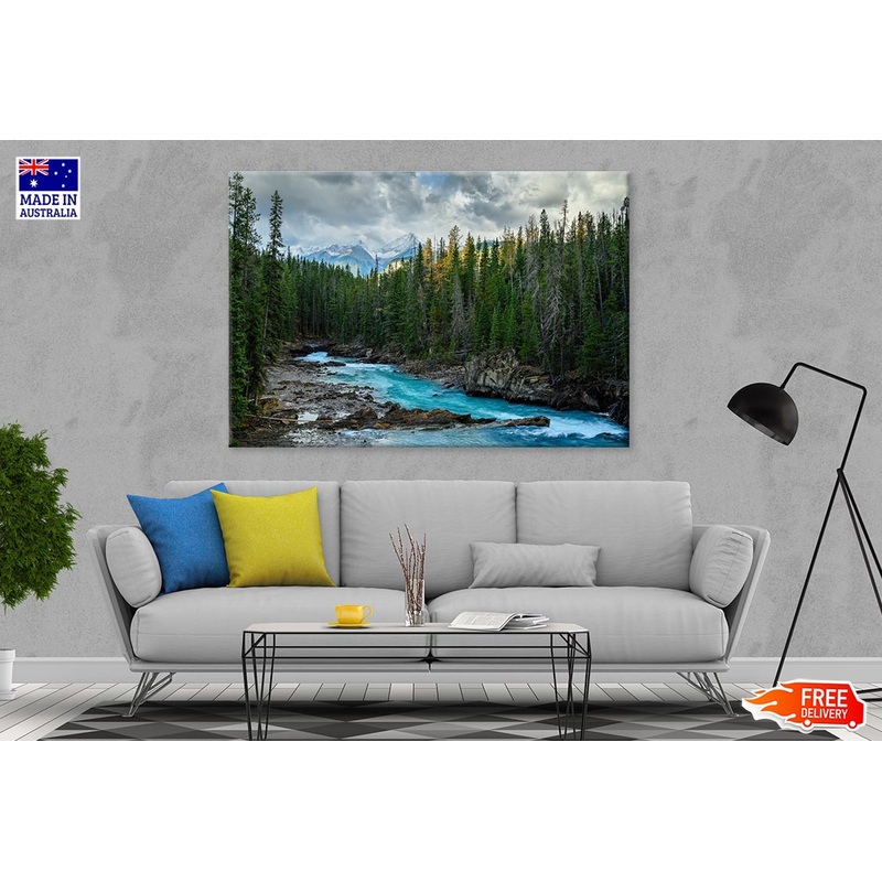 Autumn Forest River & Cloudy Sky Print 100% Australian Made