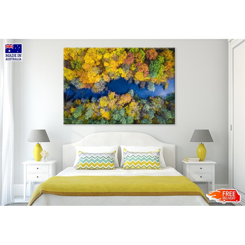 Autumn Forest & River Top View Print 100% Australian Made