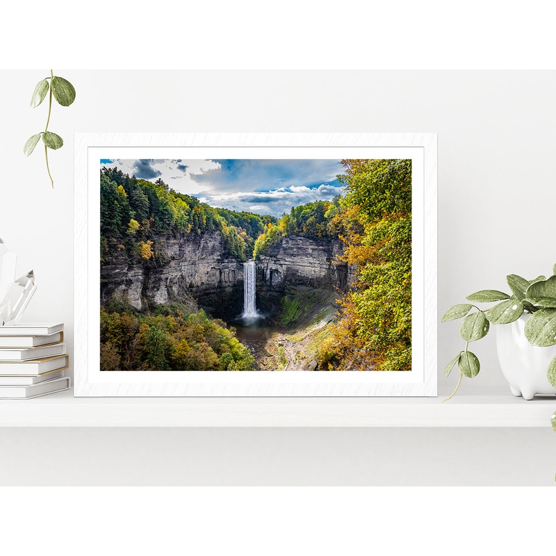 Autumn Forest With  Finger Lakes Glass Framed Wall Art, Ready to Hang Quality Print