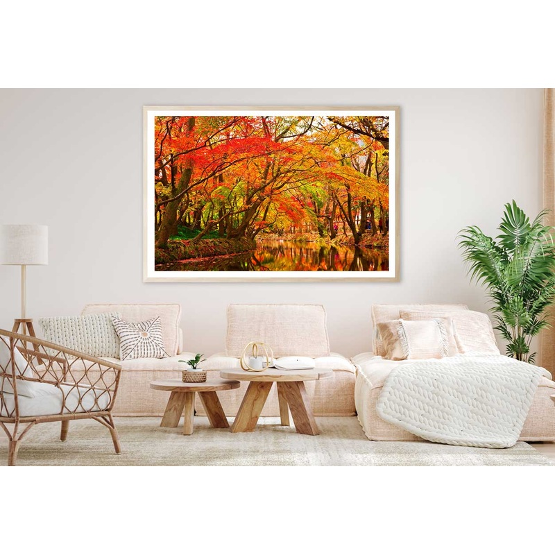 Autumn Trees Covered River View Photograph Home Decor Premium Quality Poster Print Choose Your Sizes