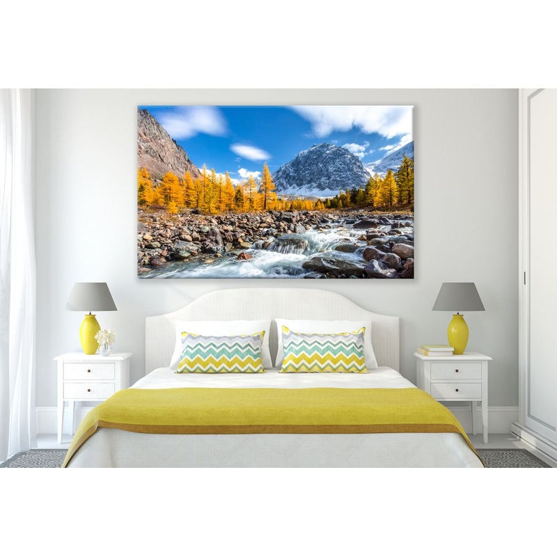 Beautiful Yellow Trees Mountain View Photograph Print 100% Australian Made