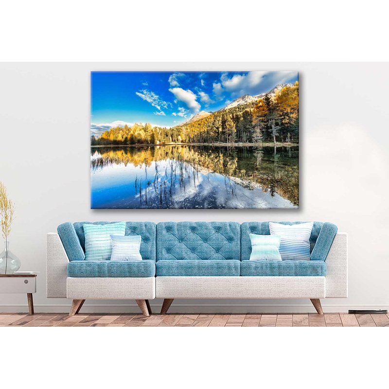 Bella Home Plants in The Lake of Nature Reserve Park Print Canvas Ready to hang