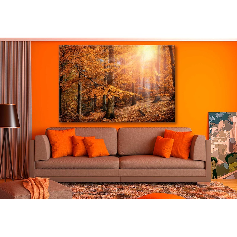 Bella Home Sunshine in The Autumn Forest City Print Canvas Ready to hang