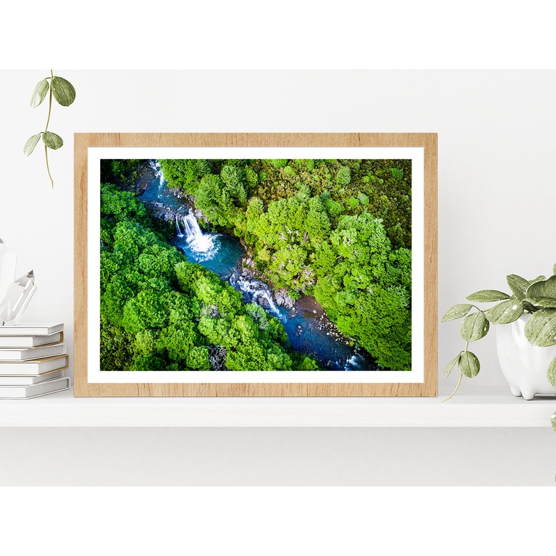 Tawhai Falls In Tongariro Park Glass Framed Wall Art, Ready to Hang Quality Print