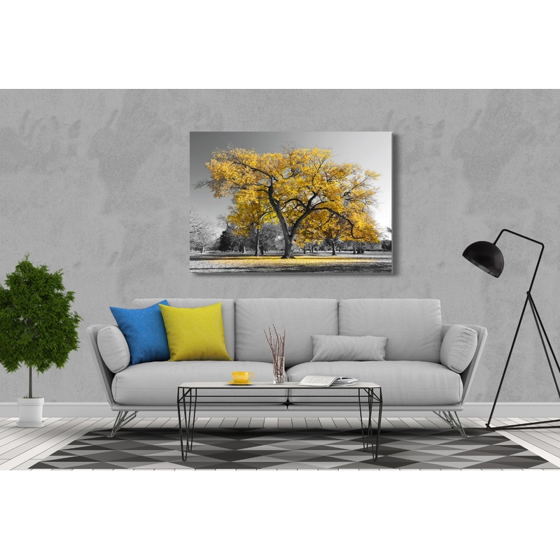 Yellow Trees and Black and white Nature Print 100% Australian Made