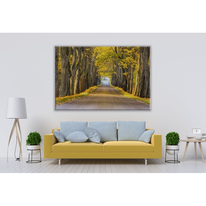 Yellow Trees and road Nature Print 100% Australian Made