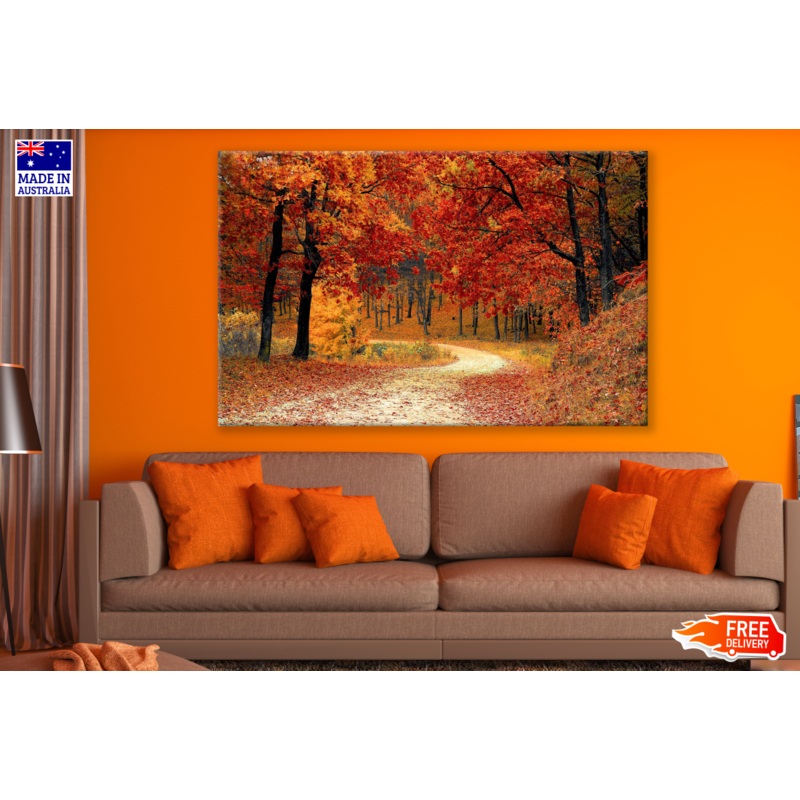 Autumn Tree Yellow Leaves on Steet Print 100% Australian Made