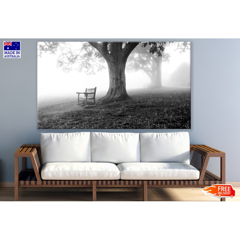 Bench Under Tree Dark Misty Photograph Print 100% Australian Made