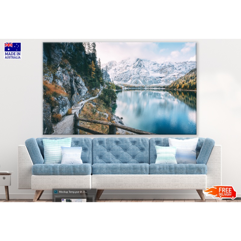 Calm alpine lake Braies Photograph Print 100% Australian Made