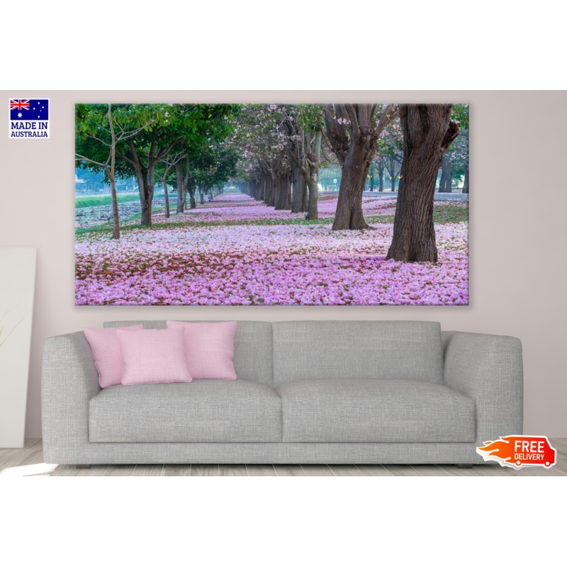 Tree Tunnel Road Flowers on Ground Print 100% Australian Made
