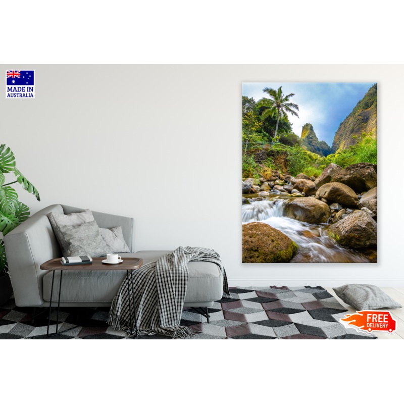 Waterfall with a Mountain View Photograph Print 100% Australian Made