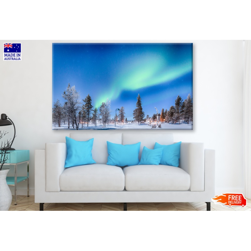 Aurora on a Snow Forest Photograph Print 100% Australian Made