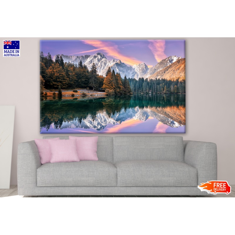 Autumn Landscape with Mountain Lake Sunset View Photograph Print 100% Australian Made