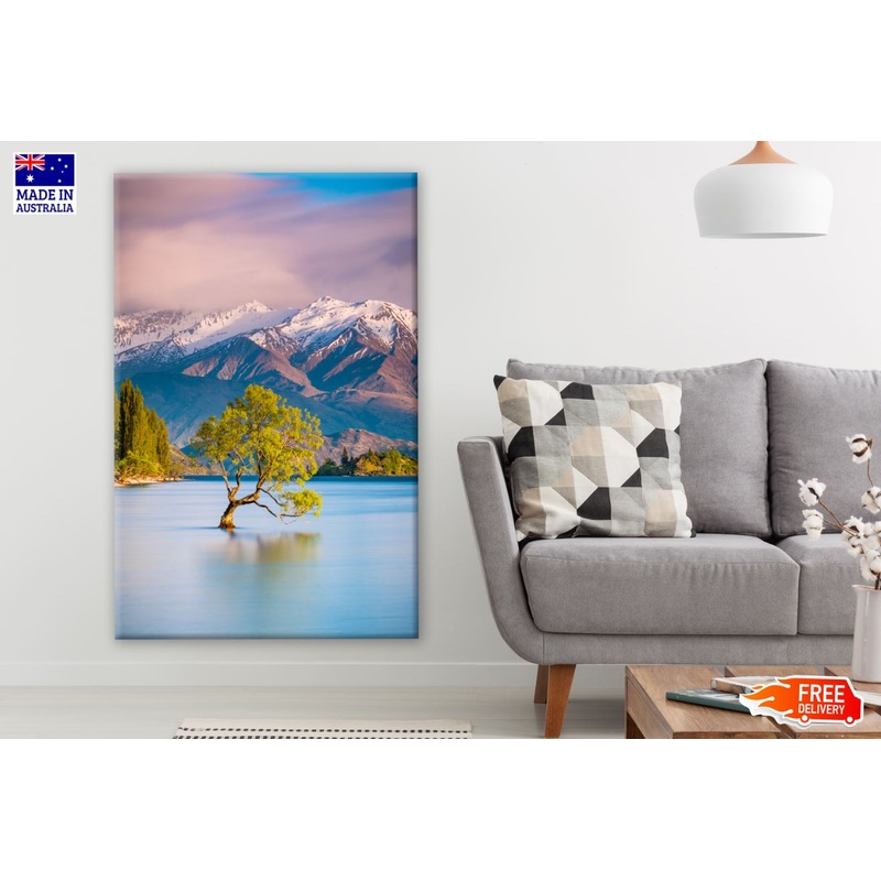 Tree in Lake & Mountain View Photograph Print 100% Australian Made