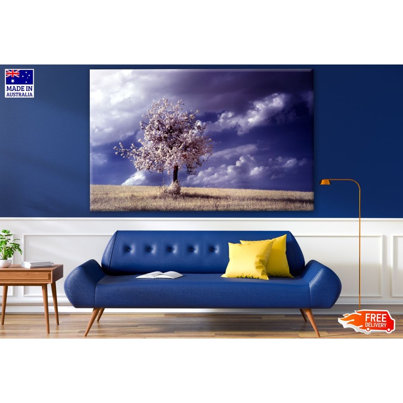 Tree on Meadow with Stunning Cloudy Sky Photograph Print 100% Australian Made