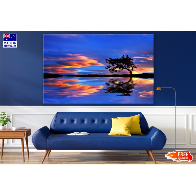 Tree Reflection on Lake Sunset Photograph Print 100% Australian Made