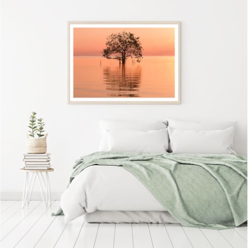 Tree in Lake at Sunset Photograph Home Decor Premium Quality Poster Print Choose Your Sizes