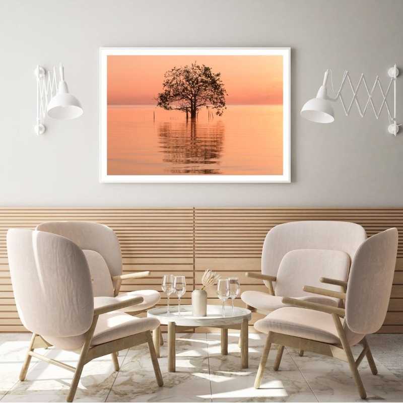 Tree in Lake Scenery View Home Decor Premium Quality Poster Print Choose Your Sizes