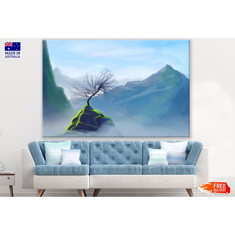 Tree on Hill Digital Painting Print 100% Australian Made
