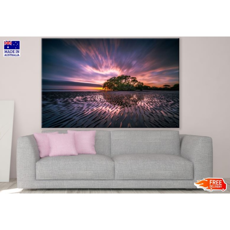 Tree on the Wet Ground at Sunset Photograph  Print 100% Australian Made