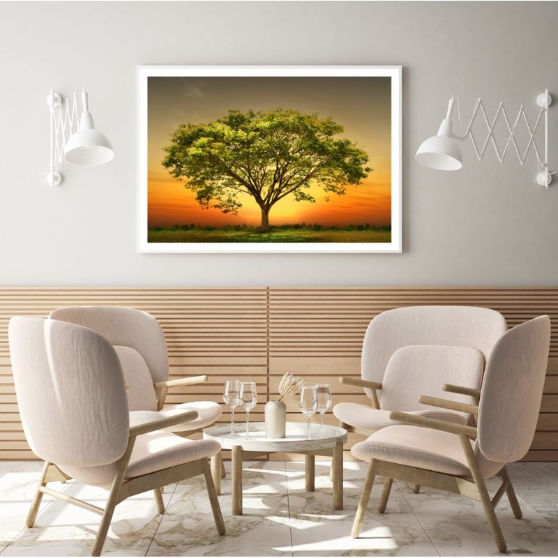 Tree Sunset Scenery Photograph Home Decor Premium Quality Poster Print Choose Your Sizes