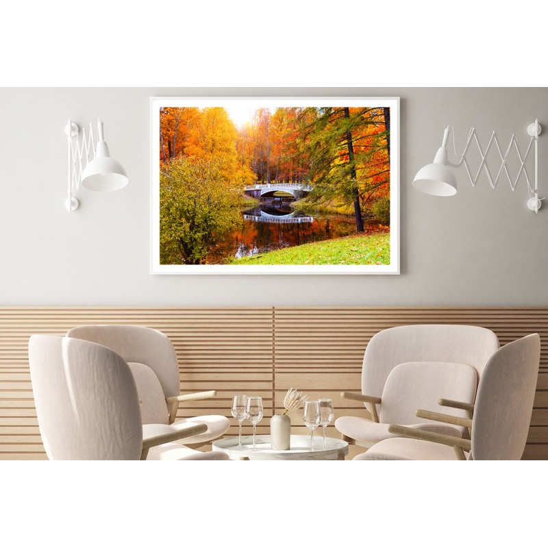 Autumn Forest & Bridge Photograph Home Decor Premium Quality Poster Print Choose Your Sizes
