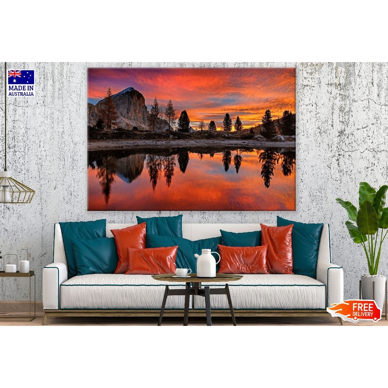 Autumn Scenery by the Lake Sunset Photograph Print 100% Australian Made