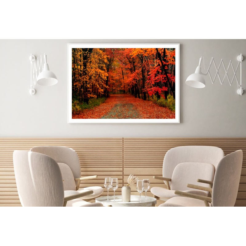 Autumn Tree Forest Road Scenery Home Decor Premium Quality Poster Print Choose Your Sizes