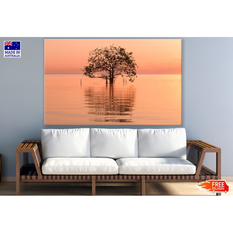 Tree in Lake Scenery View Print 100% Australian Made