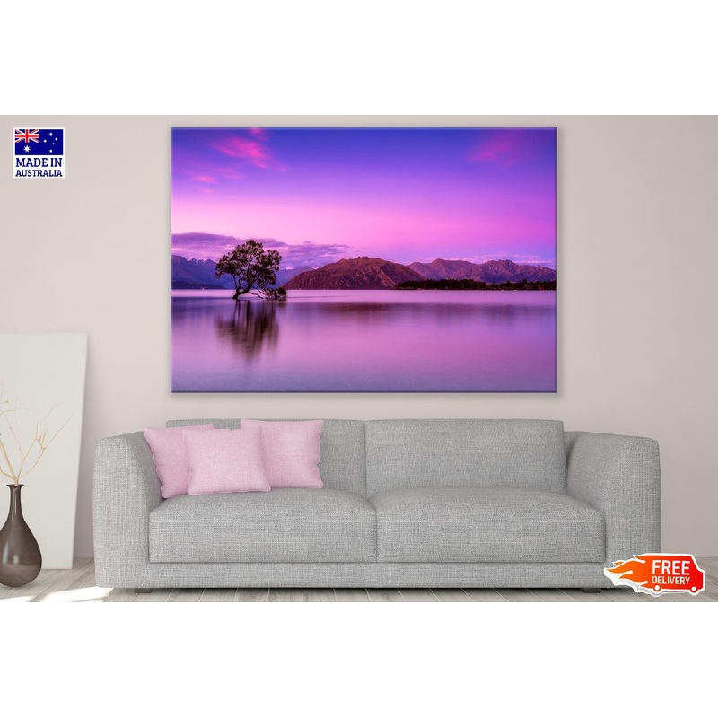 Tree & Sunset Over Mountains Photograph Print 100% Australian Made