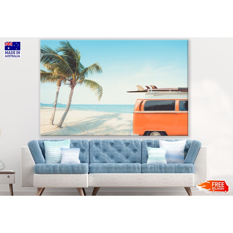 Vintage Van & Palm Trees Scenery Print 100% Australian Made