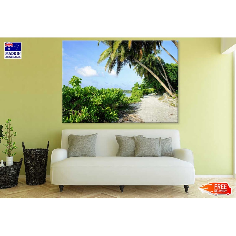 Bushes & Palm Trees Near Sea Photograph Print 100% Australian Made