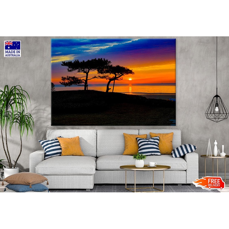 Trees Near Sea Sunset Photograph Print 100% Australian Made