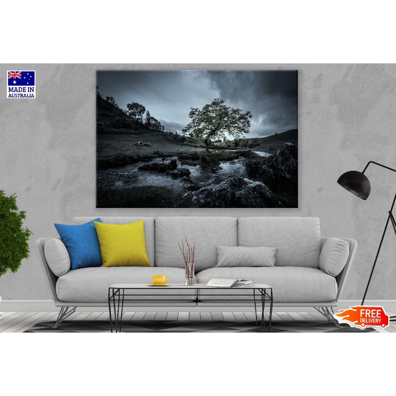 Trees on Mountain wit Dark Clouds Photograph Print 100% Australian Made