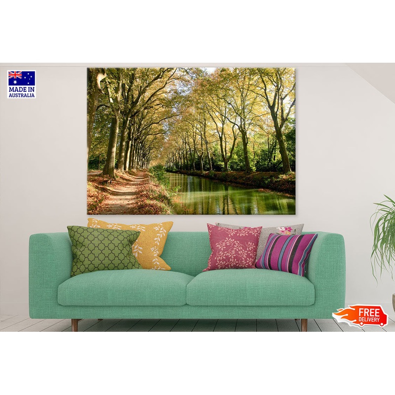 Trees Row Along River Photograph Print 100% Australian Made