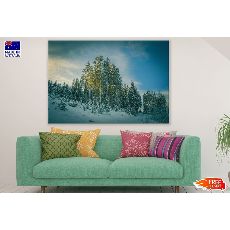 Winter Snow Forest & Blue Sky Photograph Print 100% Australian Made