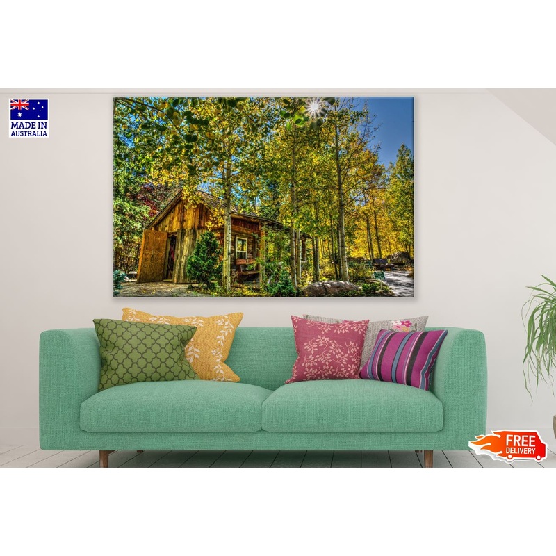 Autumn Trees & Wood House Photograph Print 100% Australian Made