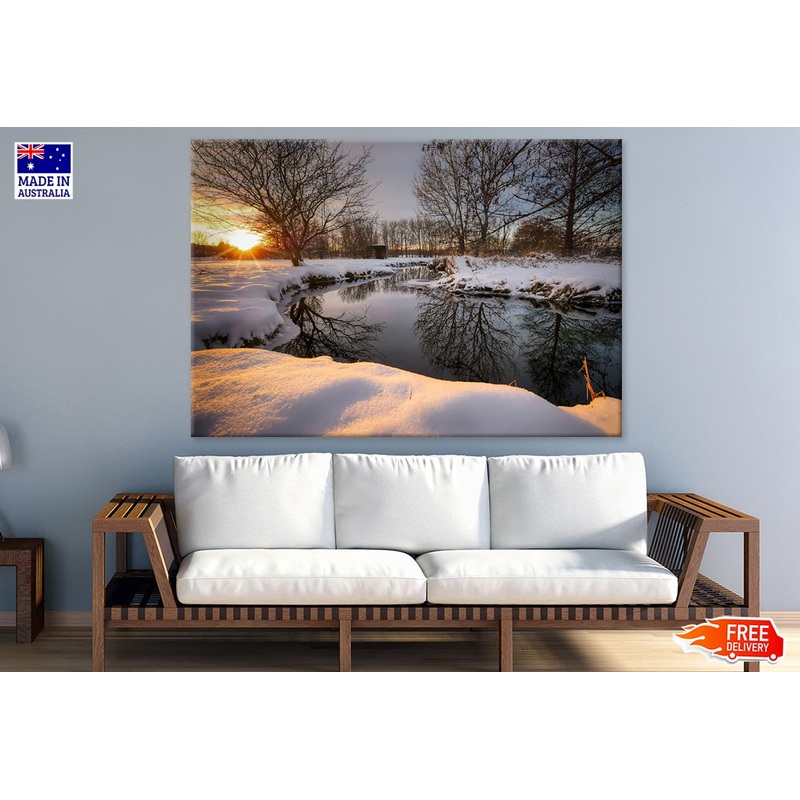 Canal & Trees with Snow Photograph Print 100% Australian Made