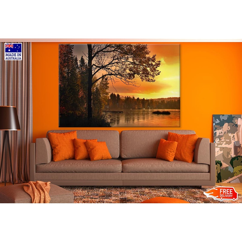Tree Near Lake Sunset Photograph Print 100% Australian Made