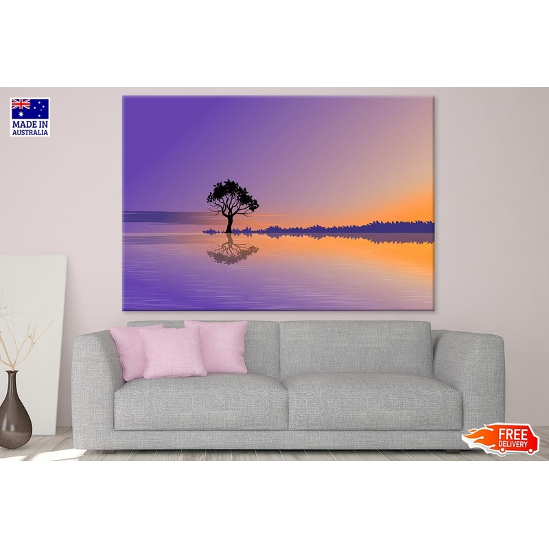 Tree Near Lake Vector Art Print 100% Australian Made