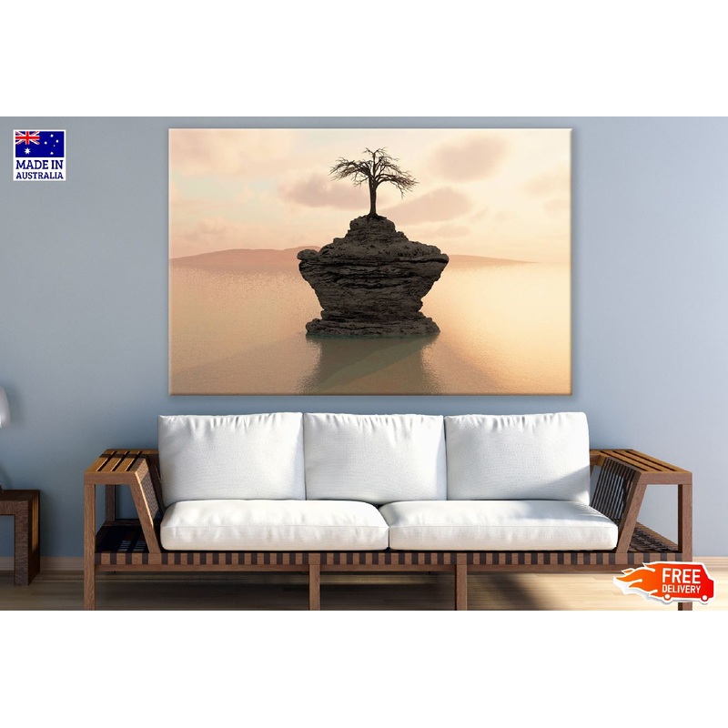 Tree on Rock With Lake Photograph Print 100% Australian Made
