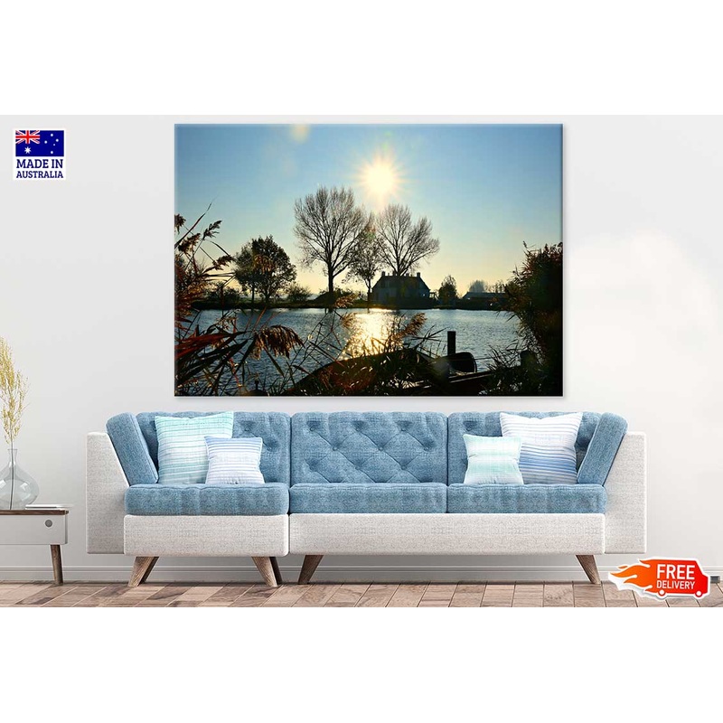 Trees & Houses Near Lake Photograph Print 100% Australian Made