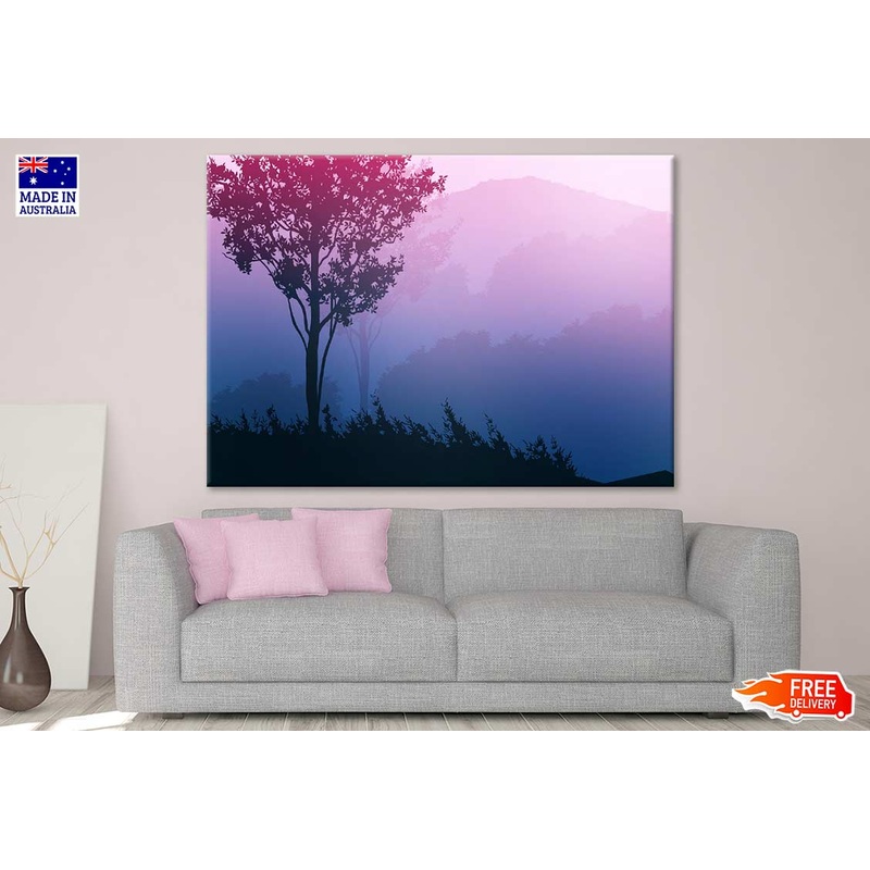 Trees & Misty Nature Vector Art Print 100% Australian Made