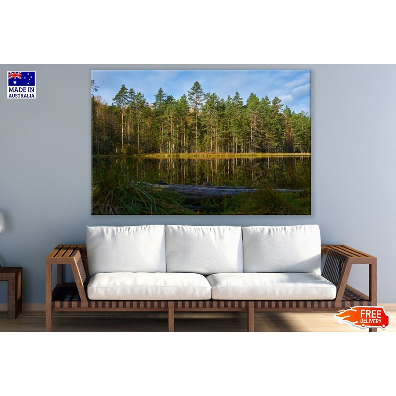 Trees on a Lake Edge Reflected Photograph Print 100% Australian Made