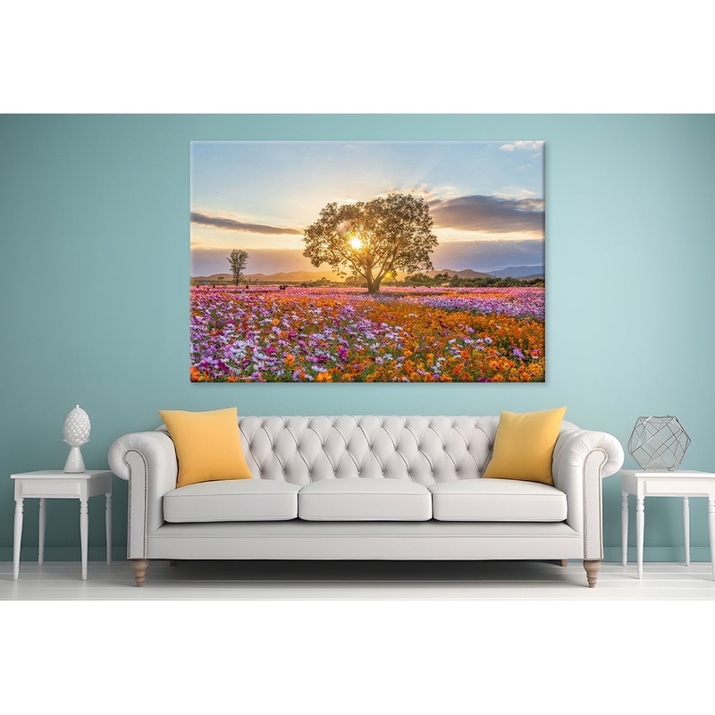 Autumn Fields with Cosmos in BloomWall Art Decor 100% Australian Made