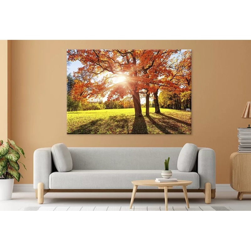 Autumn Tree With Golden ,Red Leaves Wall Art Decor 100% Australian Made