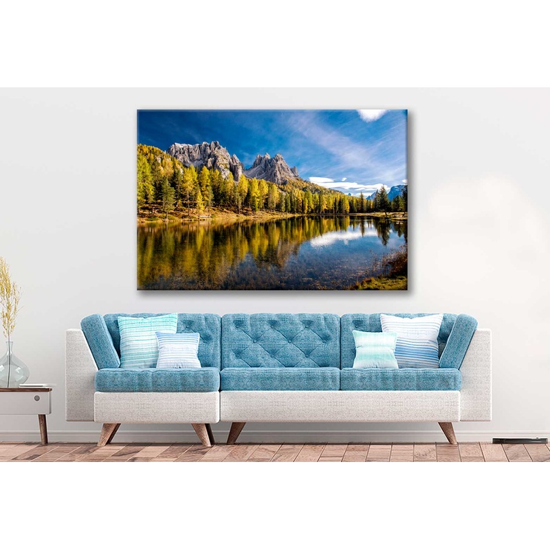 Bella Home Autumn View at Lake Antorno Italy Print Canvas Ready to hang