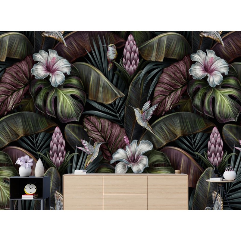 Wallpaper Murals Peel and Stick Removable Colourful Floral Design High Quality