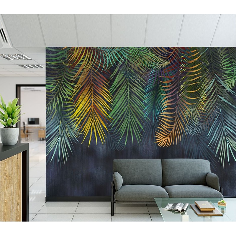 Wallpaper Murals Peel and Stick Removable Colourful Palm Leaves Design High Quality