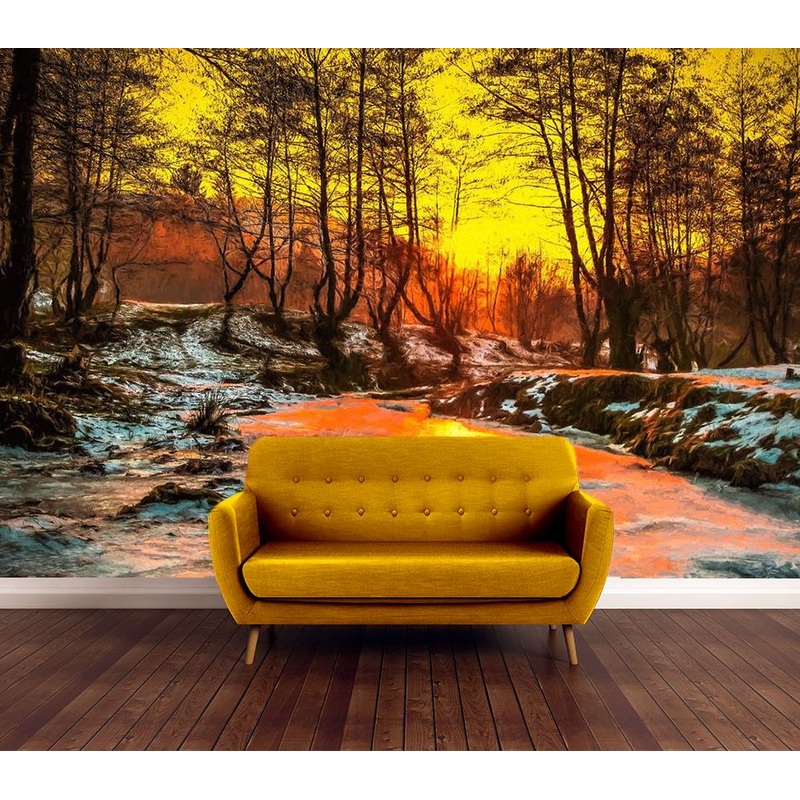 Wallpaper Murals Peel and Stick Removable Forest Sunset High Quality